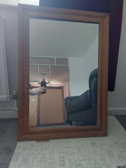 Photo of free Solid light wood framed mirror 35 x 25 inches (Seaford BN25) #1
