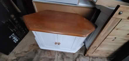 Photo of free White Painted Wooden Corner TV Stand (Micklefield LS25) #1