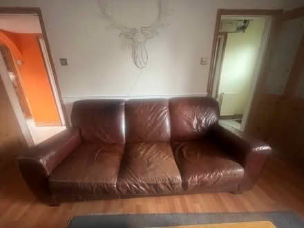 Photo of free 2 seater & 3 seater, brown leather sofas. (Stenalees PL26) #2