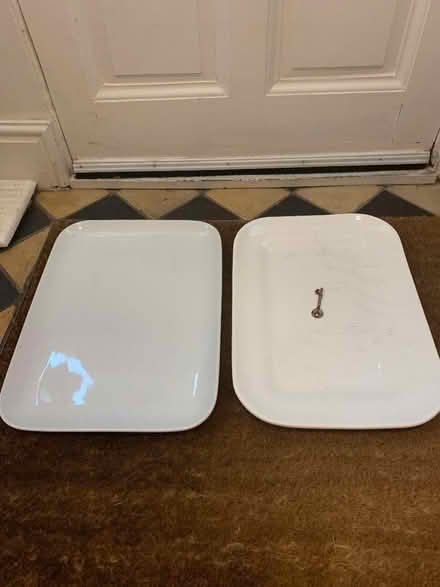 Photo of free 2 white rectangular serving platters (Christleton CH3) #1