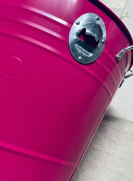 Photo of free Large Pink Metal Storage Bucket (Rose Grove BB12) #1