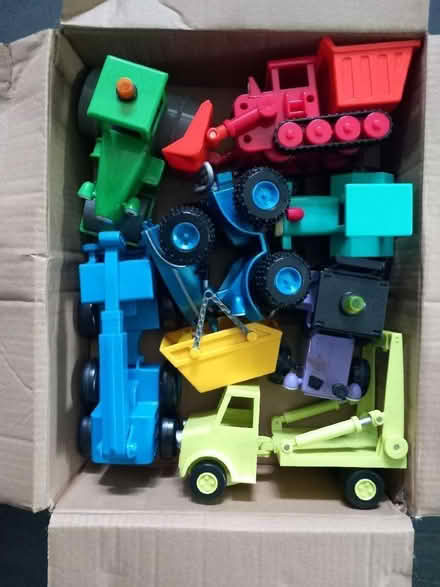 Photo of free Bob the Builder box of plastic vehicles (Bowes Park N22) #1