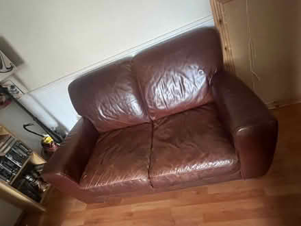 Photo of free 2 seater & 3 seater, brown leather sofas. (Stenalees PL26) #1