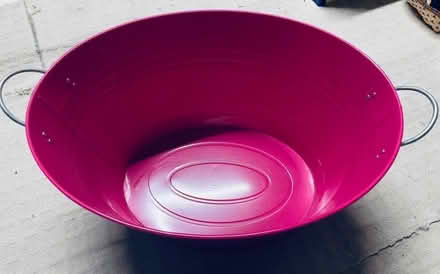 Photo of free Large Pink Metal Storage Bucket (Rose Grove BB12) #3