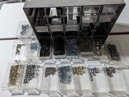 Photo of free Small screws and nuts with bins (Nepean, Tanglewood) #1