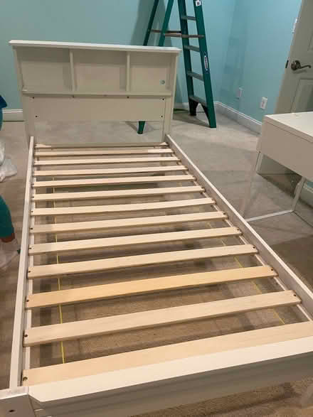 Photo of free White twin bed frame (Near Cunningham Park Elem) #1