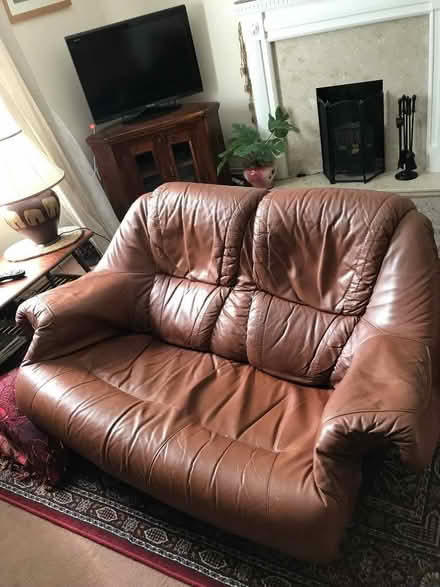 Photo of free Italian leather carved oak sofa (Canton CF5) #4