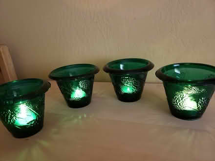 Photo of free green textured glass candle holders (Farm Hill -- RWC) #2