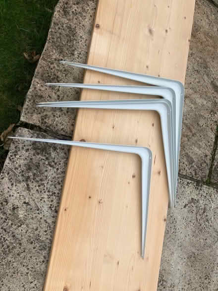 Photo of free Wood shelf and wall brackets (Stamford PE9) #2
