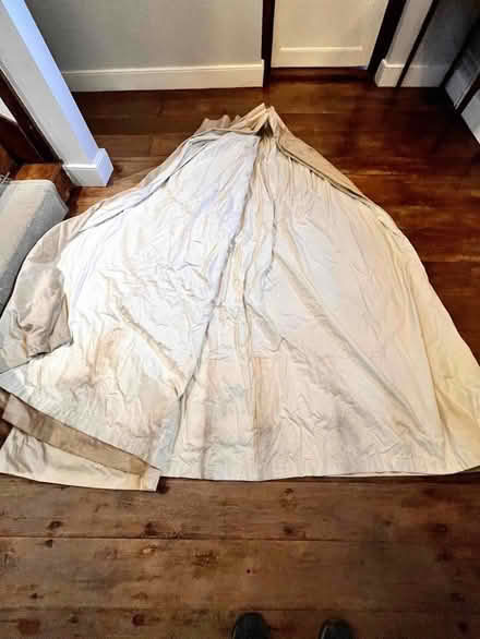 Photo of free 2x Curtains - pale gold chenille, double pleated header (Malvern Link WR14) #1