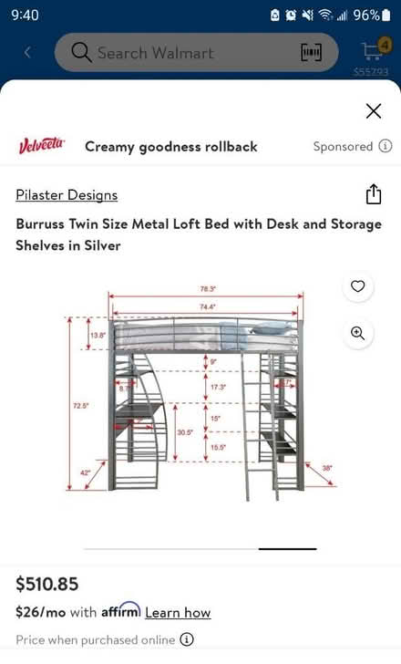 Photo of free Metal loft bed (Belleville) #2