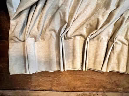 Photo of free 2x Curtains - pale gold chenille, double pleated header (Malvern Link WR14) #2