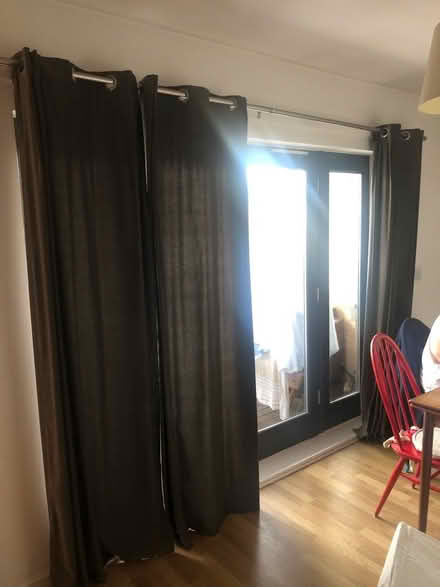 Photo of free Grey velvet curtains and rails (Clapton E5) #2