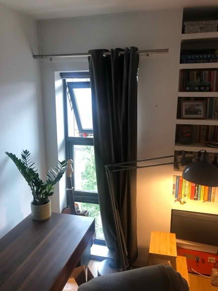 Photo of free Grey velvet curtains and rails (Clapton E5) #1