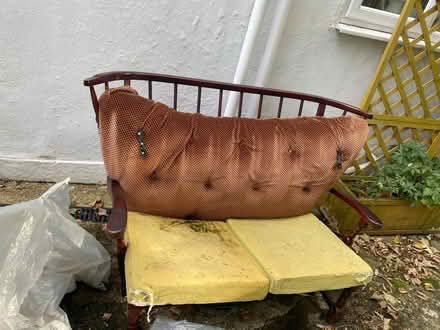 Photo of free Wooden sofa - with cushion covers (Gipsy Hill SE19) #1