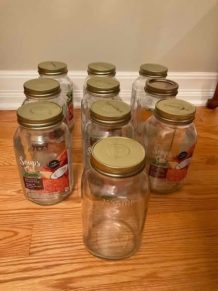 Photo of free Ten Large Mason Jars with Lids (Brantwood Park) #1
