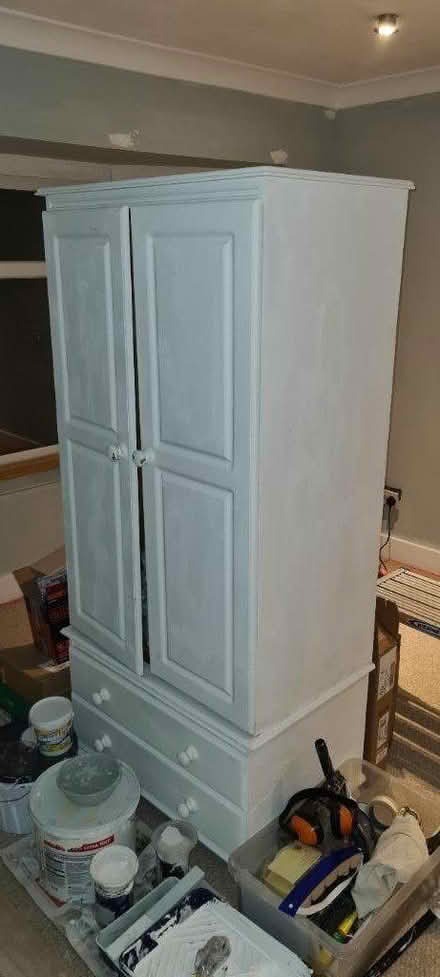 Photo of free Pine wardrobe with drawers - white (Moortown LS17) #1