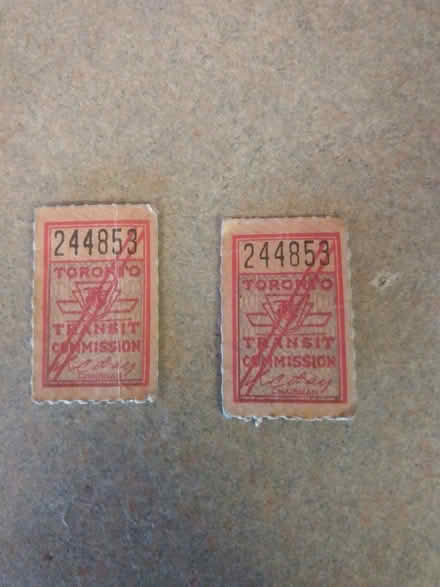 Photo of free Two Vintage Antique Old TTC Tickets (l1k ob5) #2