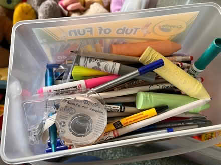 Photo of free Box of stuffed toys, crayons & pens (Lode, CB25 NorthEast Cambridge) #4