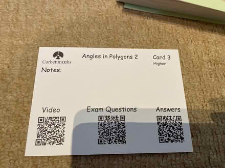 Photo of free Corbett Maths GCSE higher flash cards (Longthorpe) #3