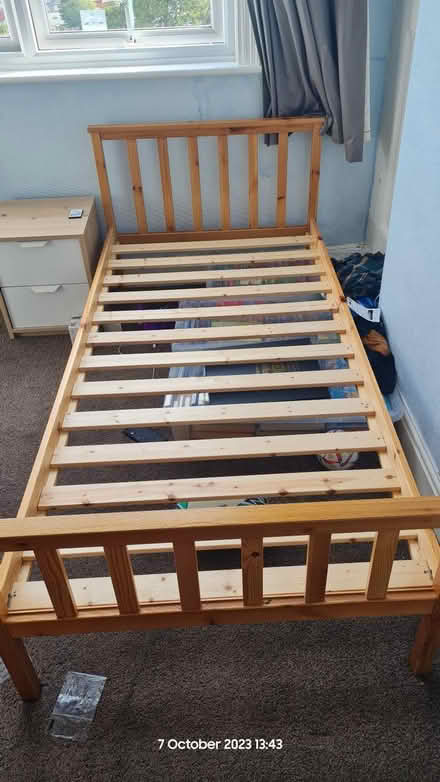 Photo of free Pine bed & memory foam mattress (Garth LL57) #1