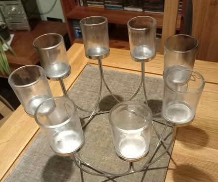 Photo of free 8 x Tealight Holder Silver Coloured Glass Vessels (Orton Wistow) #1