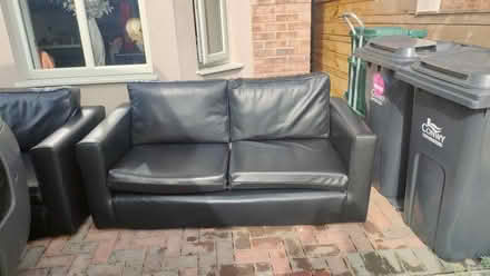 Photo of free 2 x 3 seater leather sofas (Tywyn LL31) #2