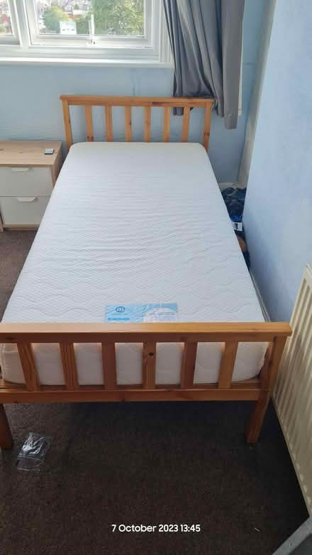Photo of free Pine bed & memory foam mattress (Garth LL57) #2