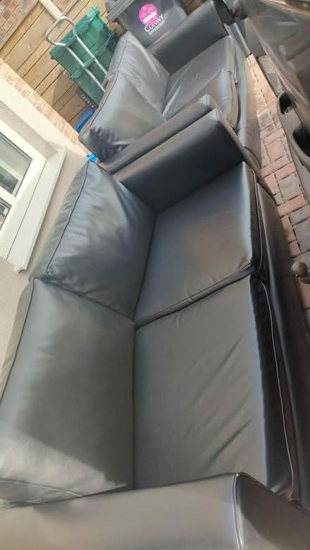 Photo of free 2 x 3 seater leather sofas (Tywyn LL31) #1