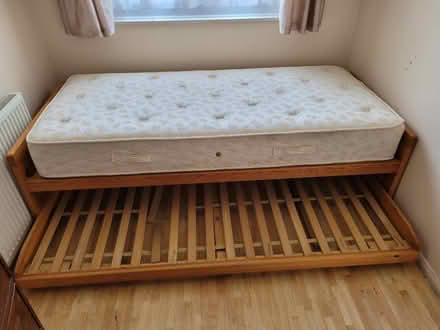 Photo of free Pine And Rattan Single Bed Frame C/W Trundle Guest Bed (Purbrook PO7) #3