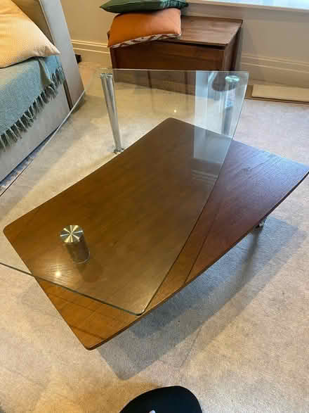 Photo of free Glass and wood coffee table (Sefton Park, L8) #1