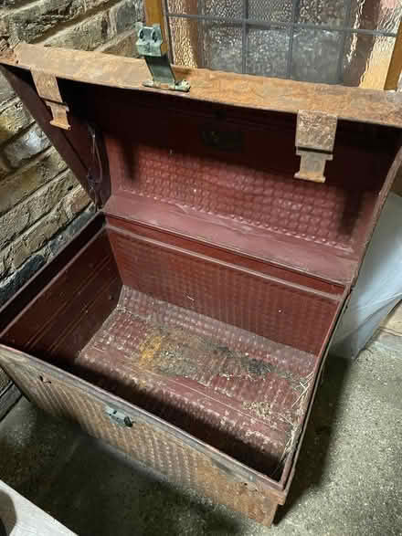 Photo of free Large metal trunk (Knotty Green HP9) #1