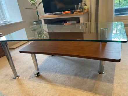 Photo of free Glass and wood coffee table (Sefton Park, L8) #3