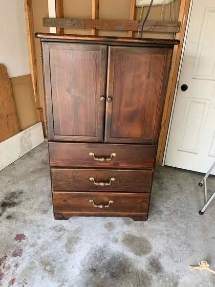 Photo of free Pine three drawer storage cabinet (Castro Valley) #1