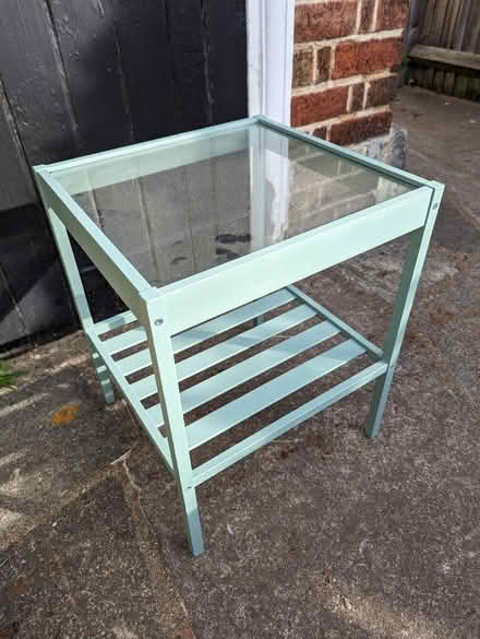 Photo of free IKEA nesna glass top nightstands (painted green) (Strawberry Hill TW1) #1