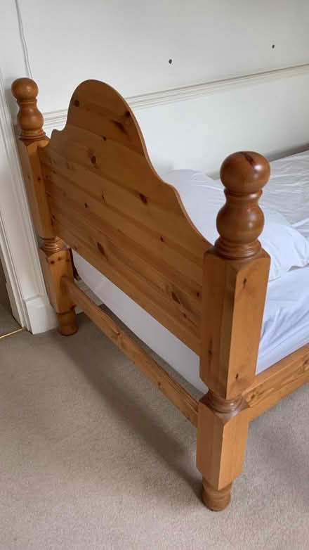 Photo of free Heavy pine single bed w mattress (Christleton CH3) #2