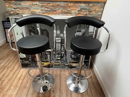 Photo of free Pair of black and chrome bar stools (Millhouses S7) #1