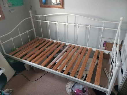 Photo of free White metal single bed (Upper Beeding) #2