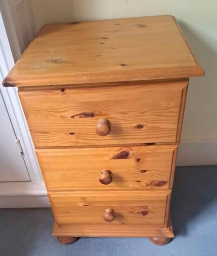 Photo of free Small bedside chest of drawers, pine (Strawberry Hill TW1) #2