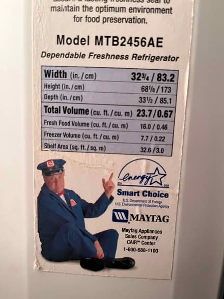 Photo of free Maytag Refrigerator (New Hope) #4