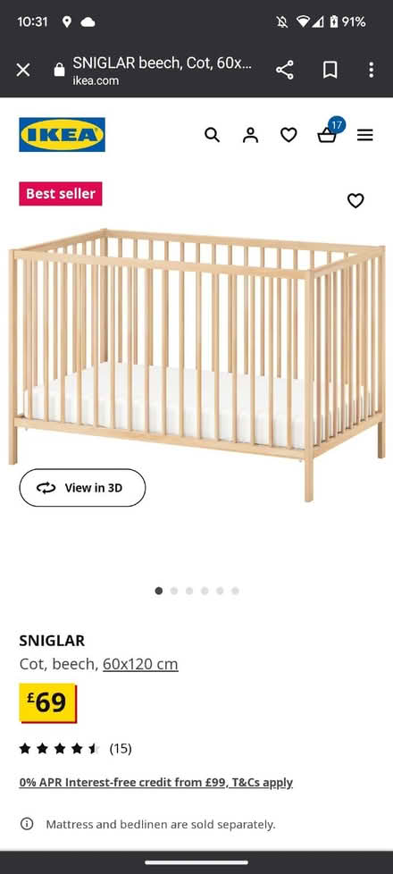 Photo of free Sniglar IKEA cot 120x60 cm (St Margarets TW1) #1
