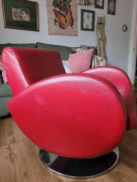 Photo of free Red leather swivel/rocker chair (Farnham Royal SL2) #2