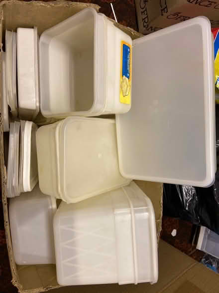 Photo of free Box full plastic tubs 4 storage (BL3) #1