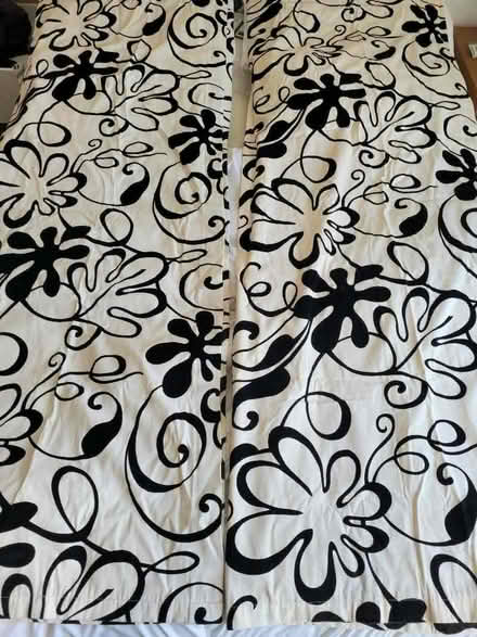 Photo of free Cream & black unlined curtains 51" x 71" (Morley LS27) #2