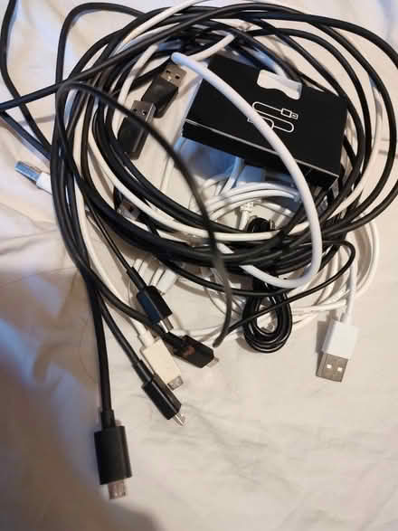 Photo of free Tangle of about 8 USB-A to USB-Micro cables (East Ham E6) #1