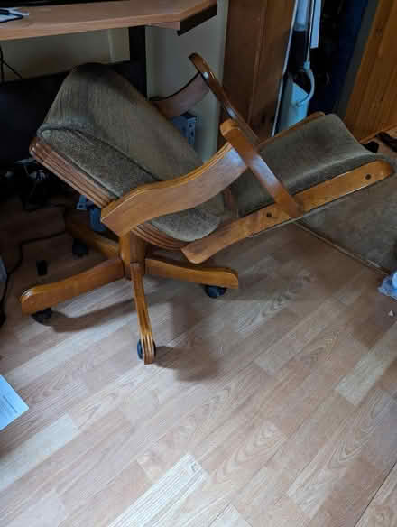 Photo of free Wooden, cushioned swivel chair (Beacon, NY) #4