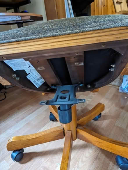 Photo of free Wooden, cushioned swivel chair (Beacon, NY) #2