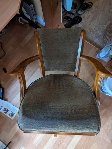 Photo of free Wooden, cushioned swivel chair (Beacon, NY) #3