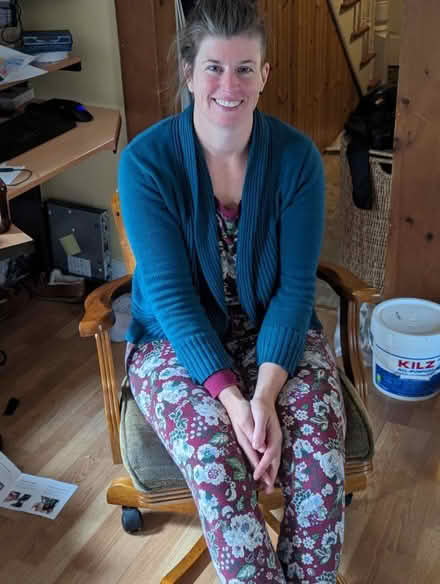 Photo of free Wooden, cushioned swivel chair (Beacon, NY) #1
