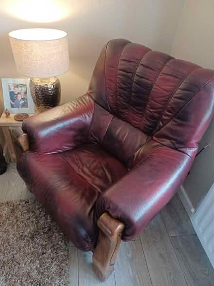 Photo of A dark red leather footstool (Silloth CA7) #1